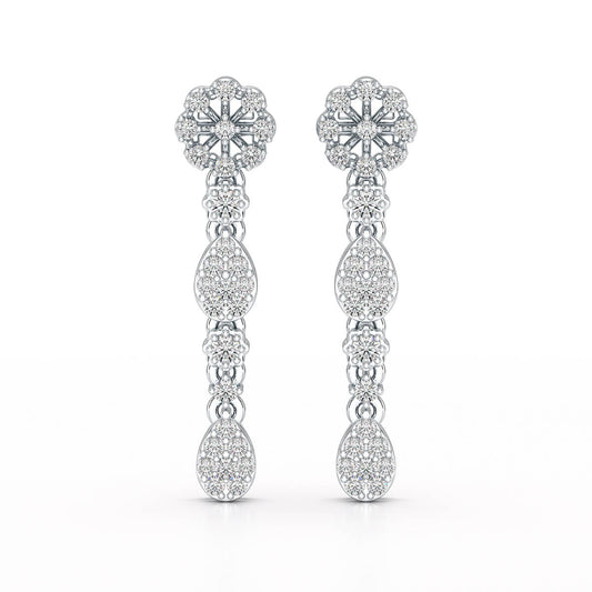 0.65 CT Lab Diamond Flower Dangle Drop Earring