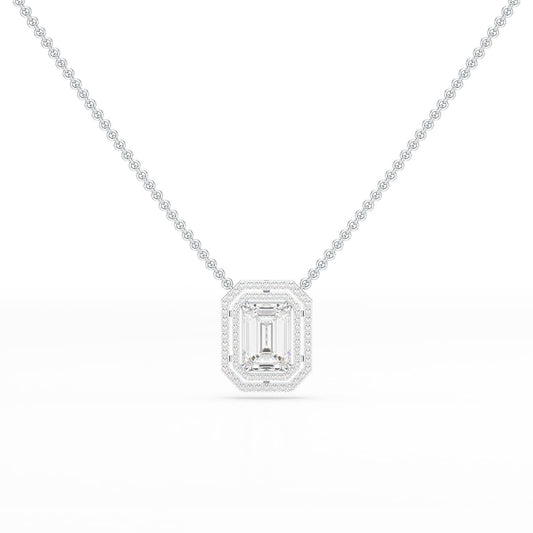11.43 CT Emerald Cut Halo Lab Diamond Pendant