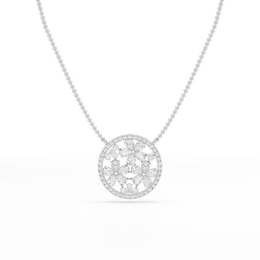 2.57 CT Pear Cut Flower Lab Diamond Pendant