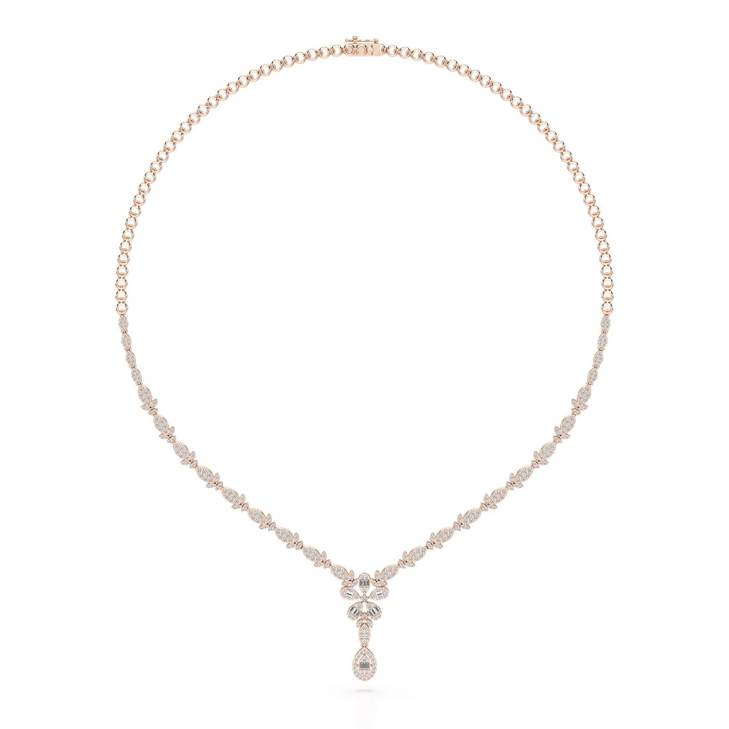 2.65 CT Baguette Cut Lab Grown Diamond Necklace