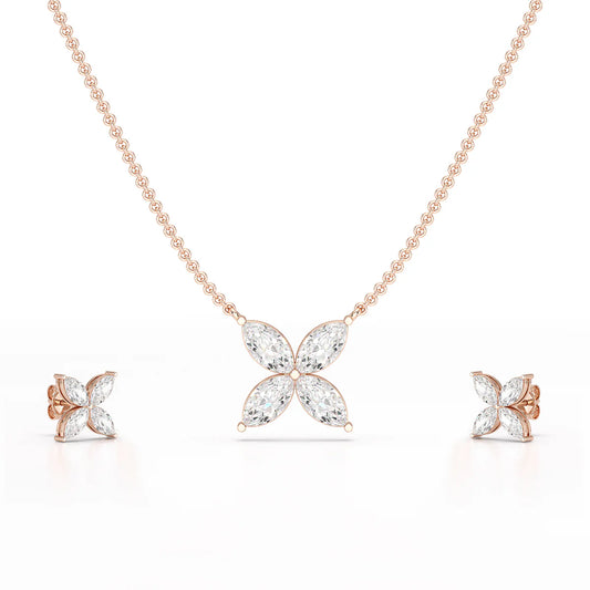 3.2 CT Marquise Cut Lab Diamond Earring and Pendant Set