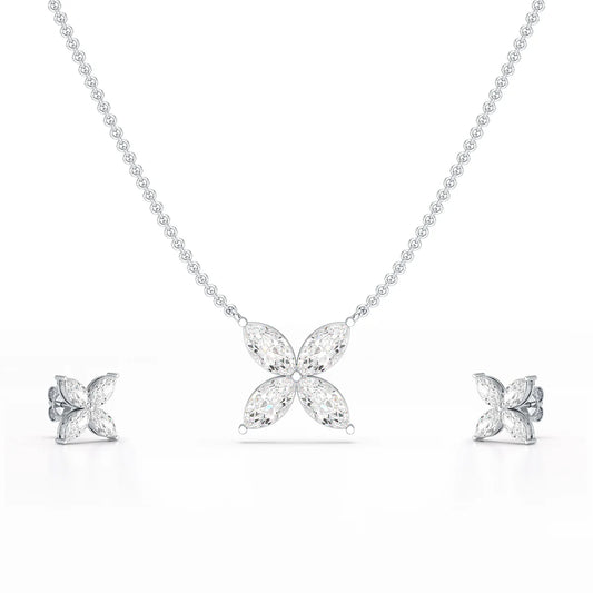 3.2 CT Marquise Cut Lab Diamond Earring and Pendant Set