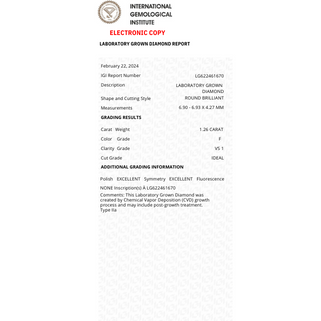 1.26 Carat Lab Grown Diamond
