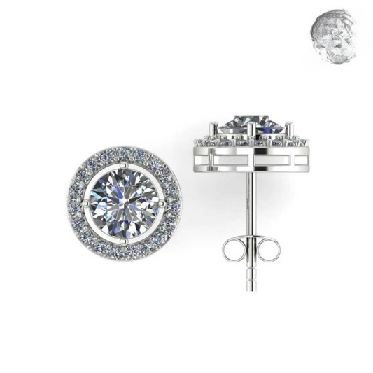 Diamond Halo Stud Earrings