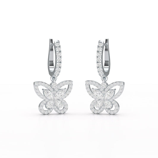 0.98 CT Lab Diamond Dangle Hoop Earrings