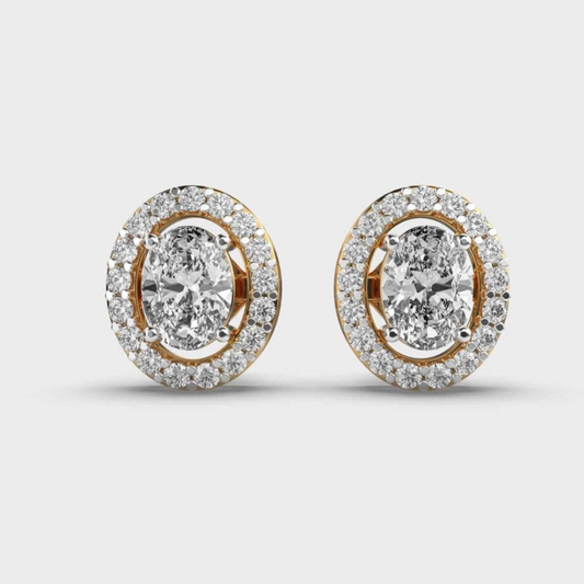 Oval Diamond Stud Earrings