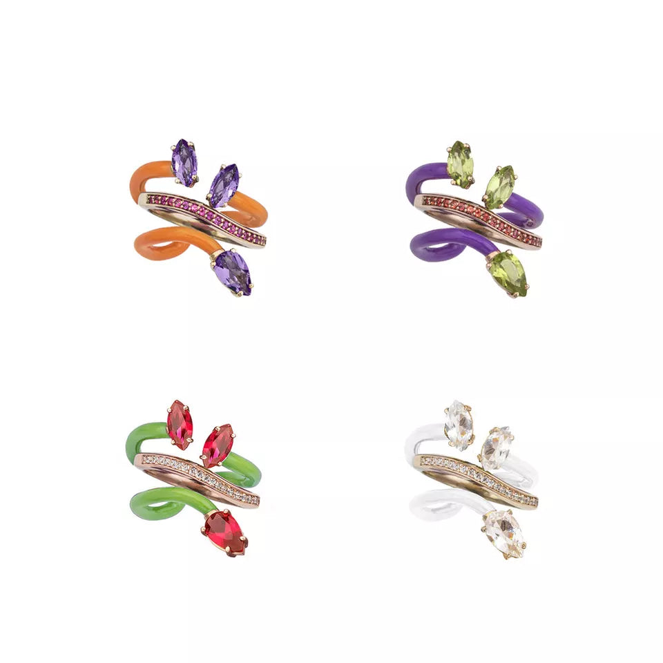 FRUITY 925 SILVER ENAMEL COLOR RINGS