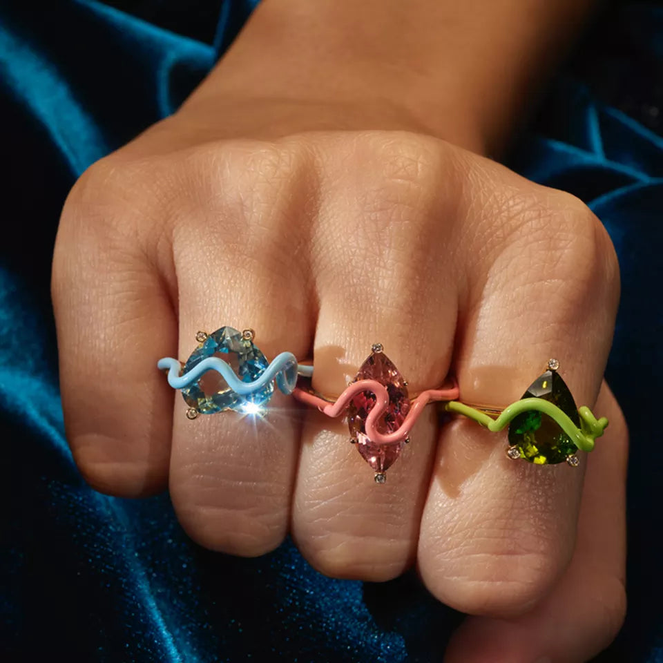 WIRED 925 SILVER ENAMEL COLOR RINGS