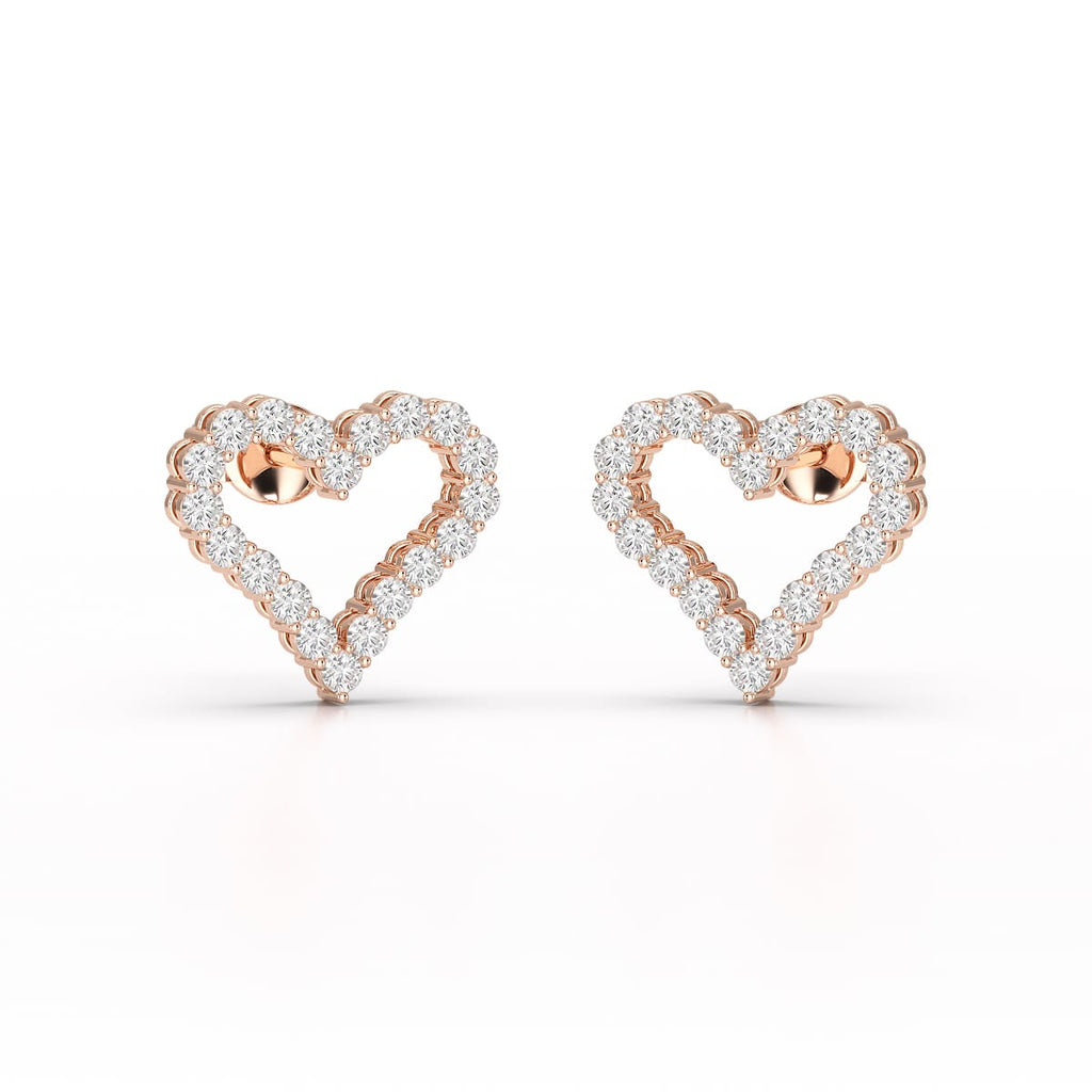 0.56 CT Heart Shaped Lab Diamond Stud Earrings