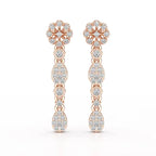 0.65 CT Lab Diamond Flower Dangle Drop Earring
