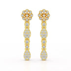 0.65 CT Lab Diamond Flower Dangle Drop Earring