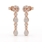 0.65 CT Lab Diamond Flower Dangle Drop Earring