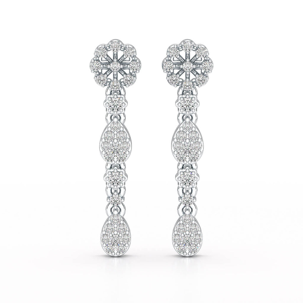 0.65 CT Lab Diamond Flower Dangle Drop Earring