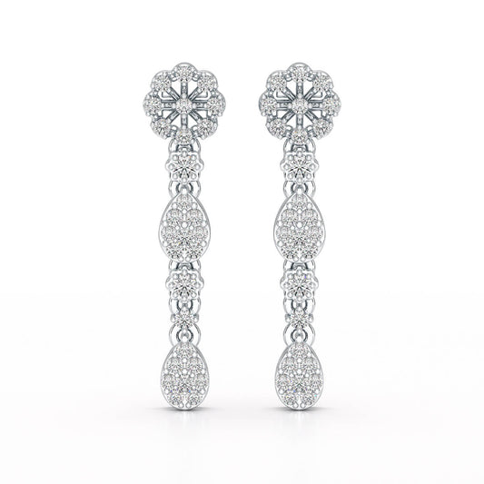 0.65 CT Lab Diamond Flower Dangle Drop Earring