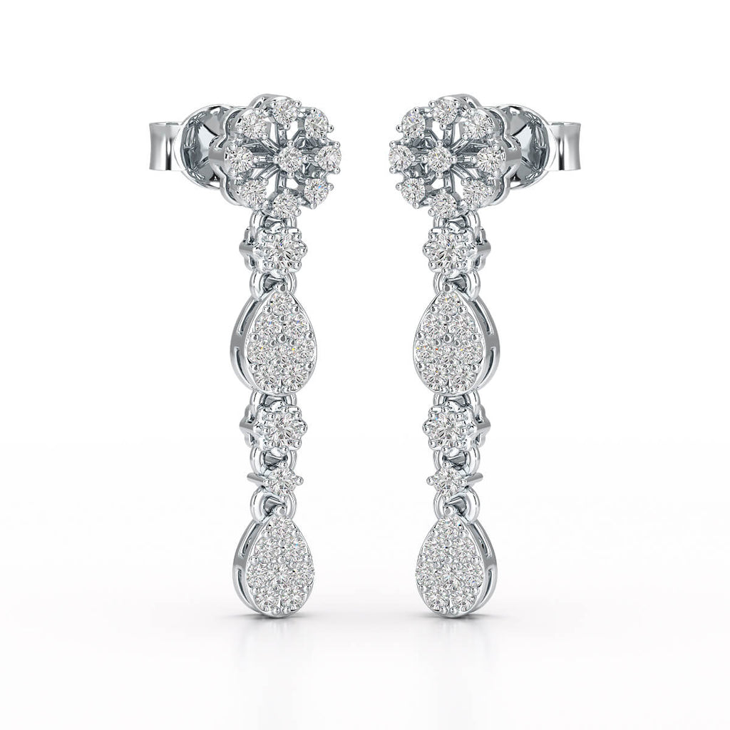 0.65 CT Lab Diamond Flower Dangle Drop Earring