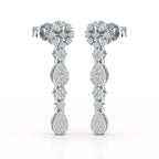 0.65 CT Lab Diamond Flower Dangle Drop Earring