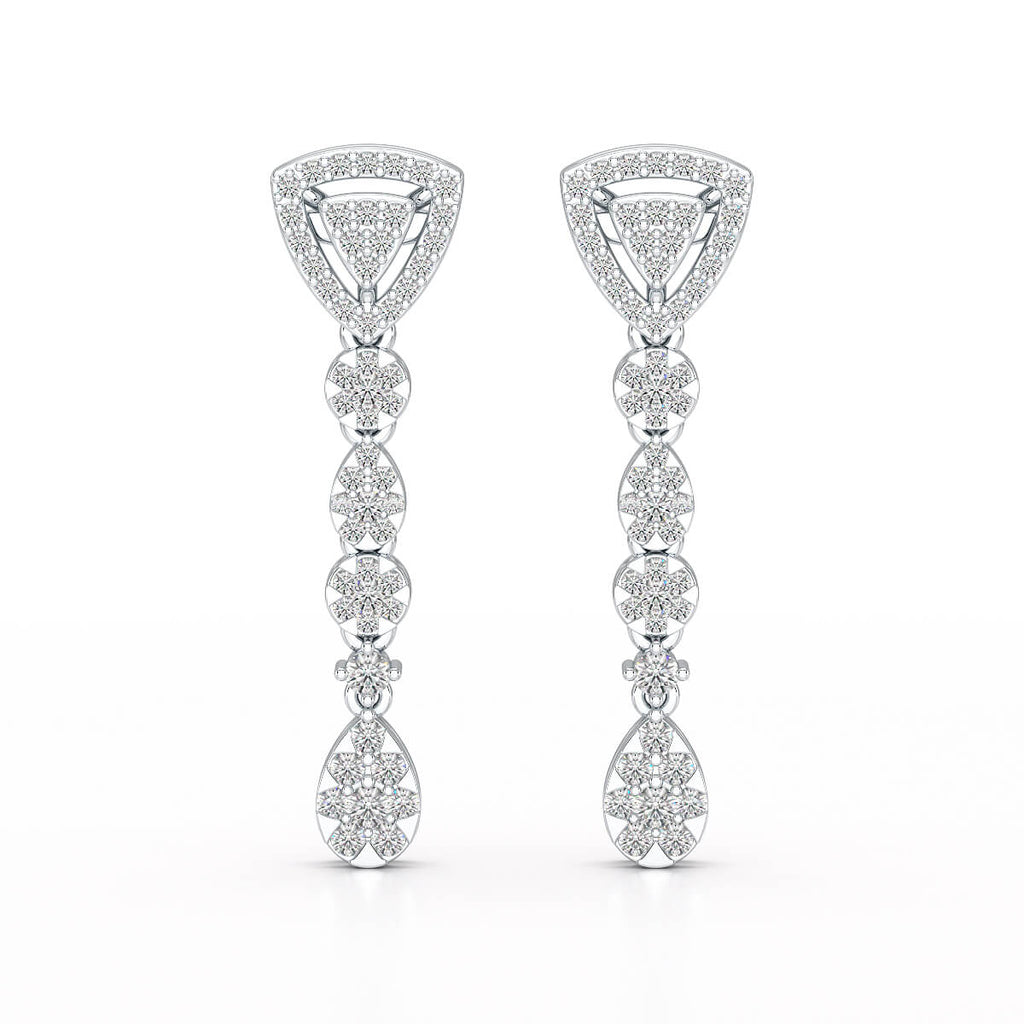 0.78 CT Round Dangle Drop Lab Diamond Earrings