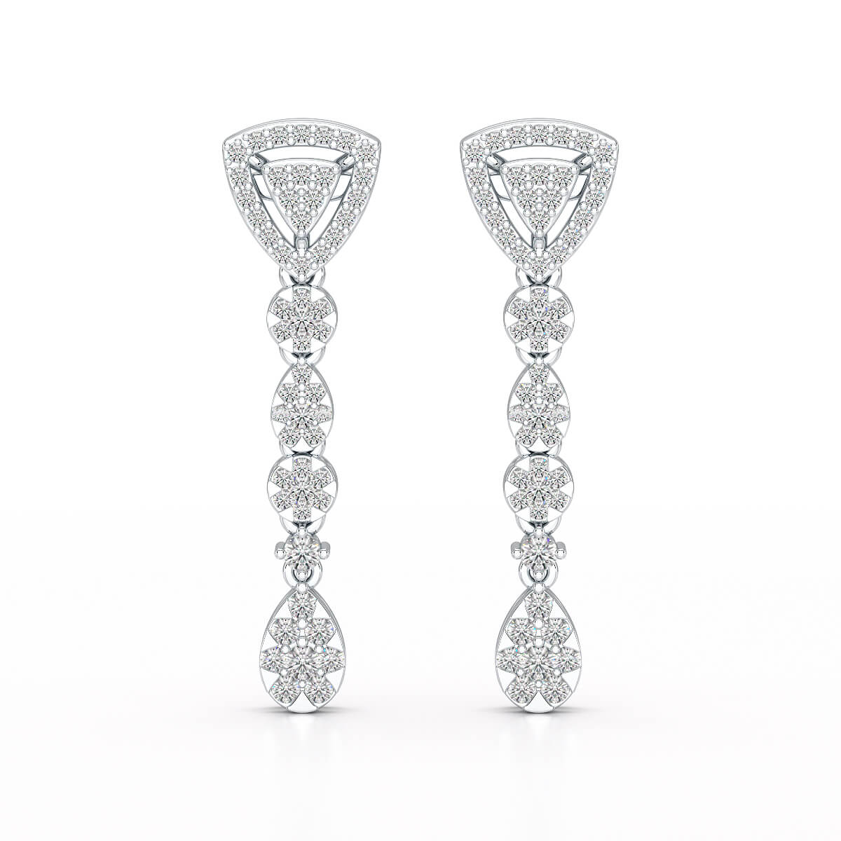 0.78 CT Round Dangle Drop Lab Diamond Earrings