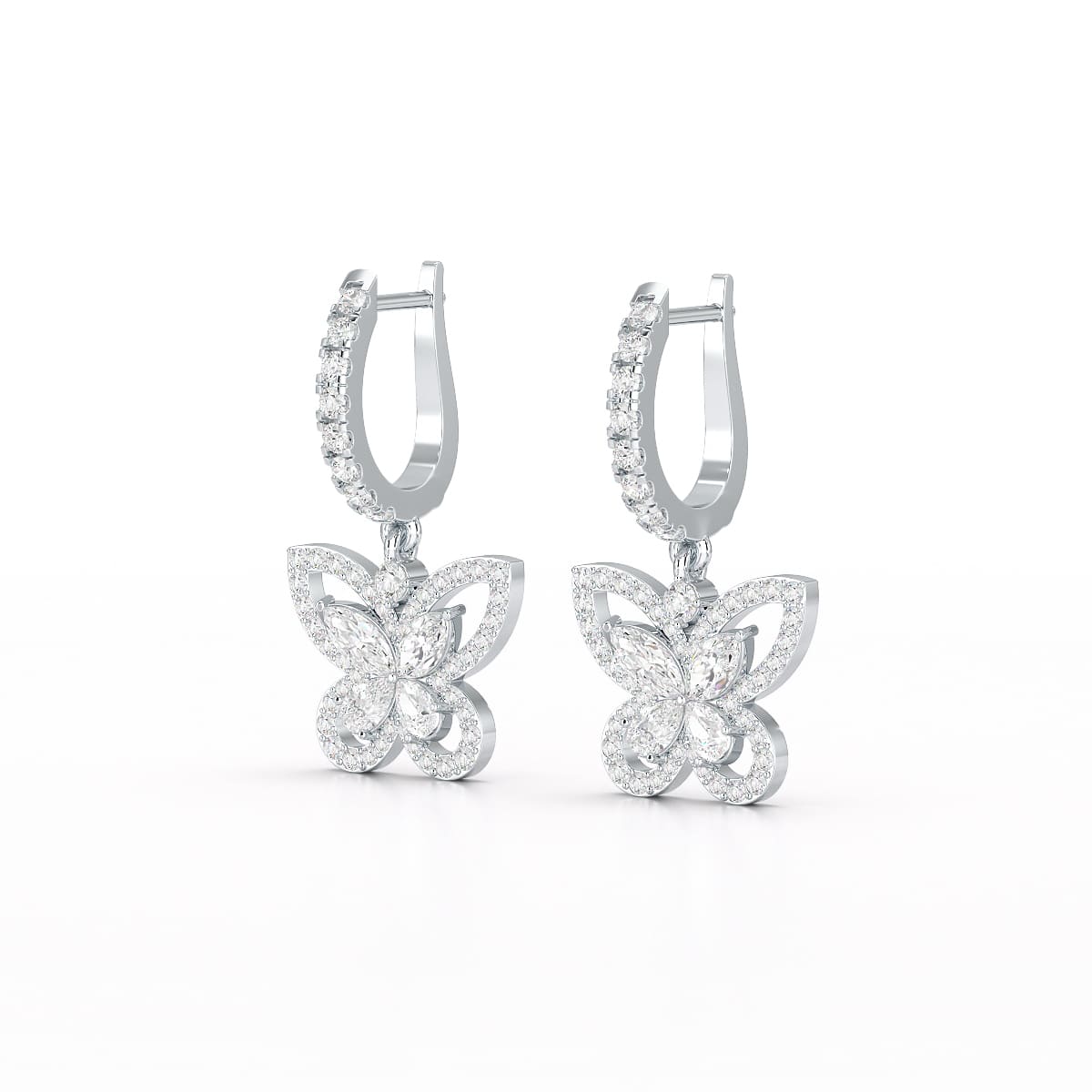 0.98 CT Lab Diamond Dangle Hoop Earrings