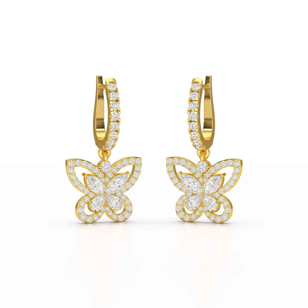 0.98 CT Lab Diamond Dangle Hoop Earrings