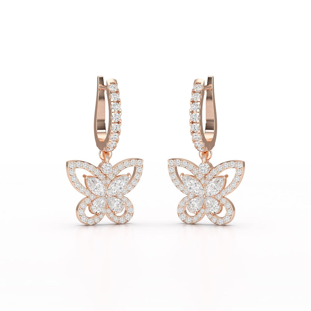 0.98 CT Lab Diamond Dangle Hoop Earrings