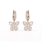 0.98 CT Lab Diamond Dangle Hoop Earrings