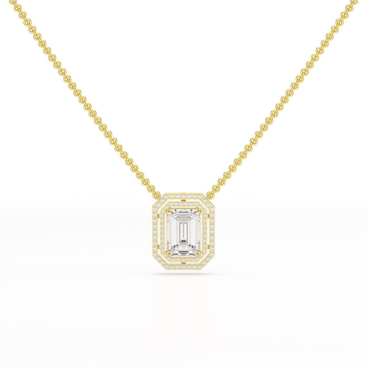 11.43 CT Emerald Cut Halo Lab Diamond Pendant