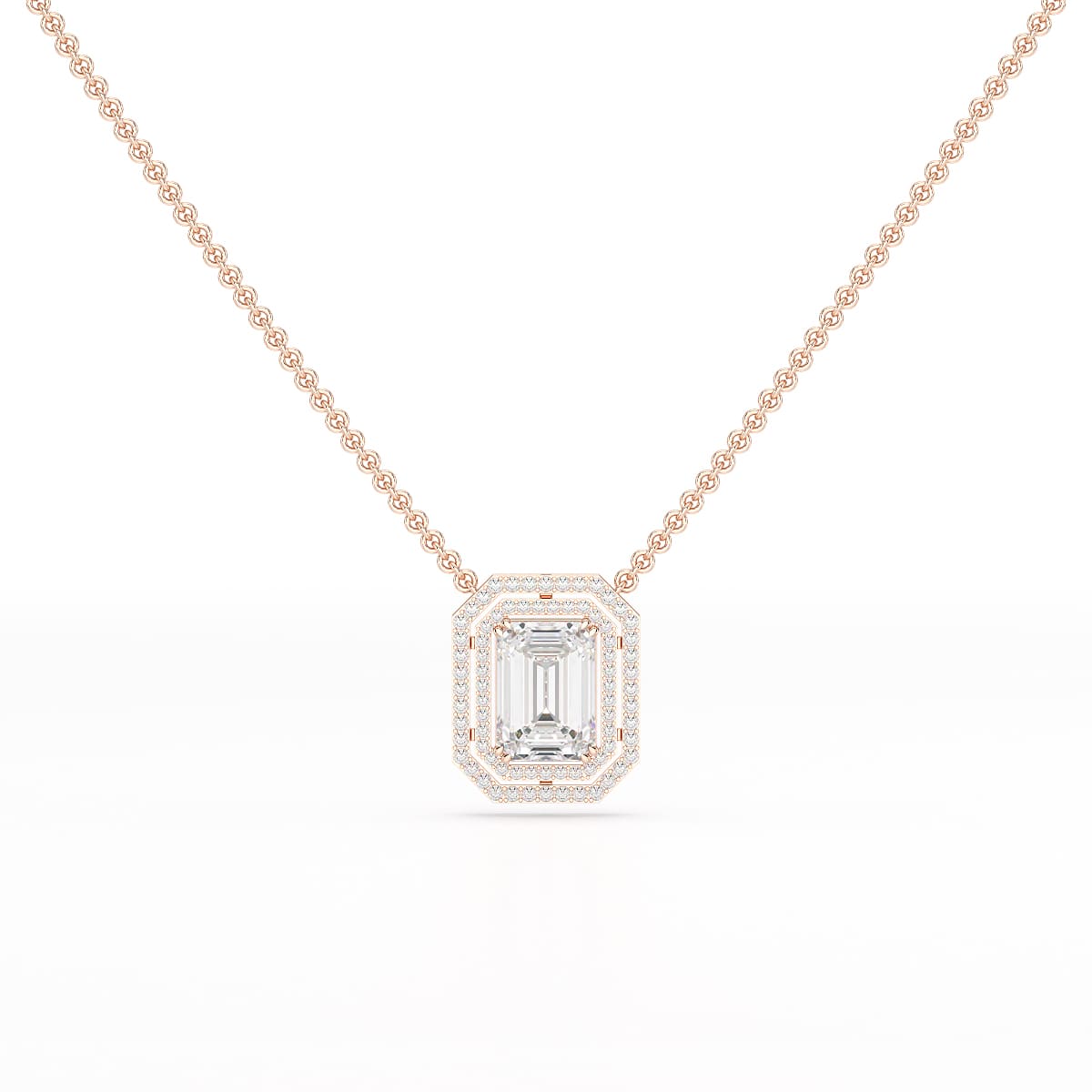 11.43 CT Emerald Cut Halo Lab Diamond Pendant