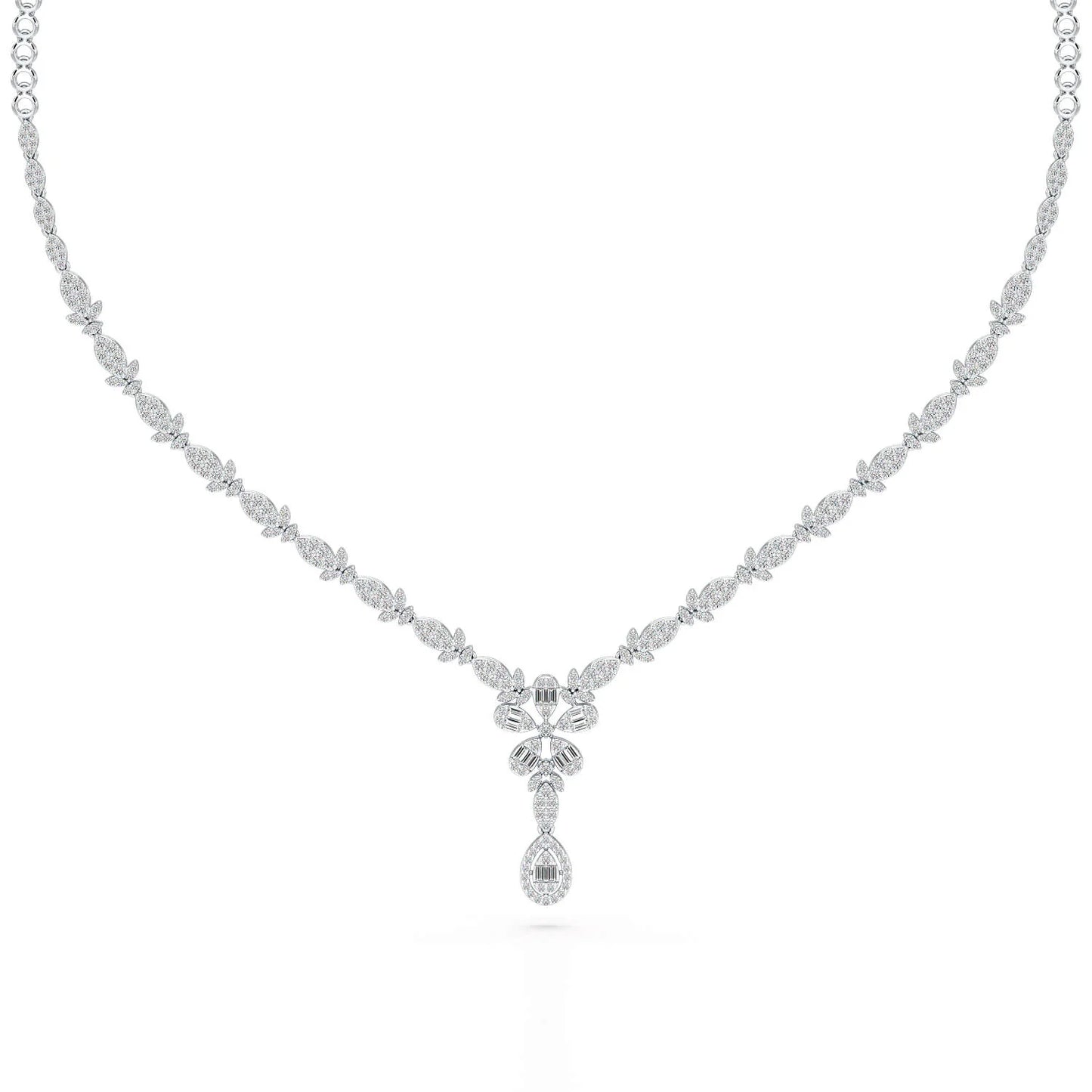 2.65 CT Baguette Cut Lab Grown Diamond Necklace