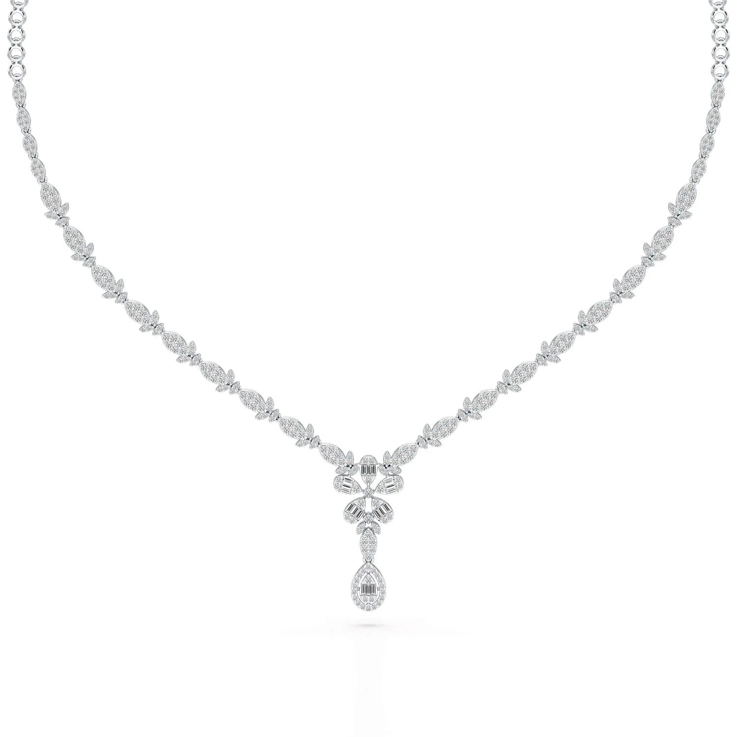 2.65 CT Baguette Cut Lab Grown Diamond Necklace