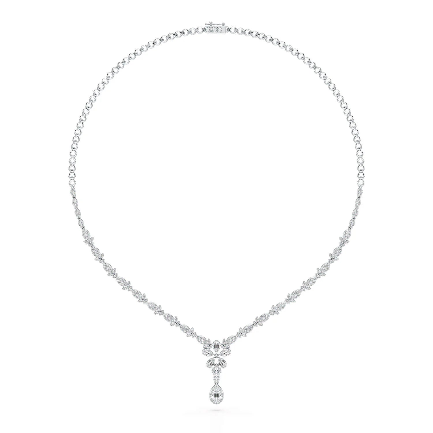 2.65 CT Baguette Cut Lab Grown Diamond Necklace