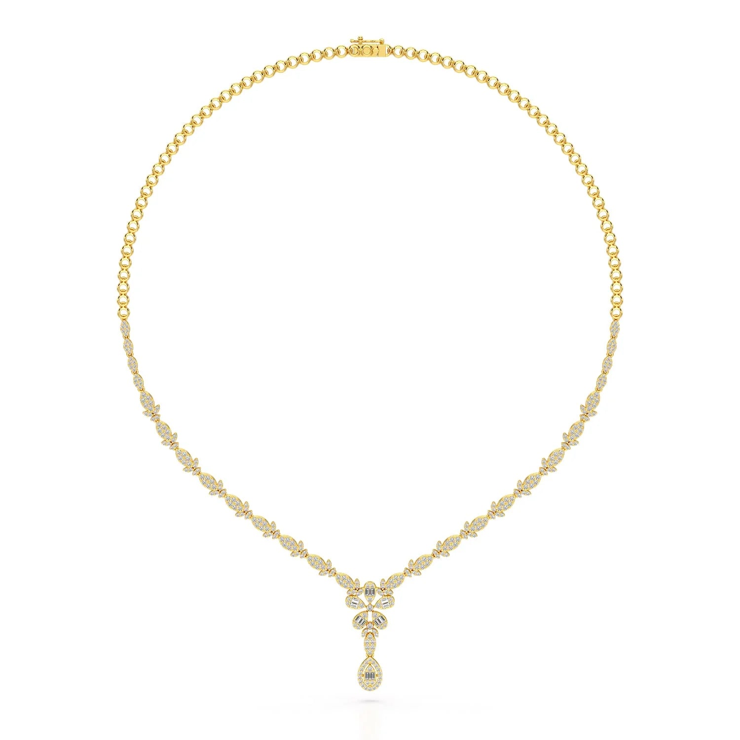 2.65 CT Baguette Cut Lab Grown Diamond Necklace