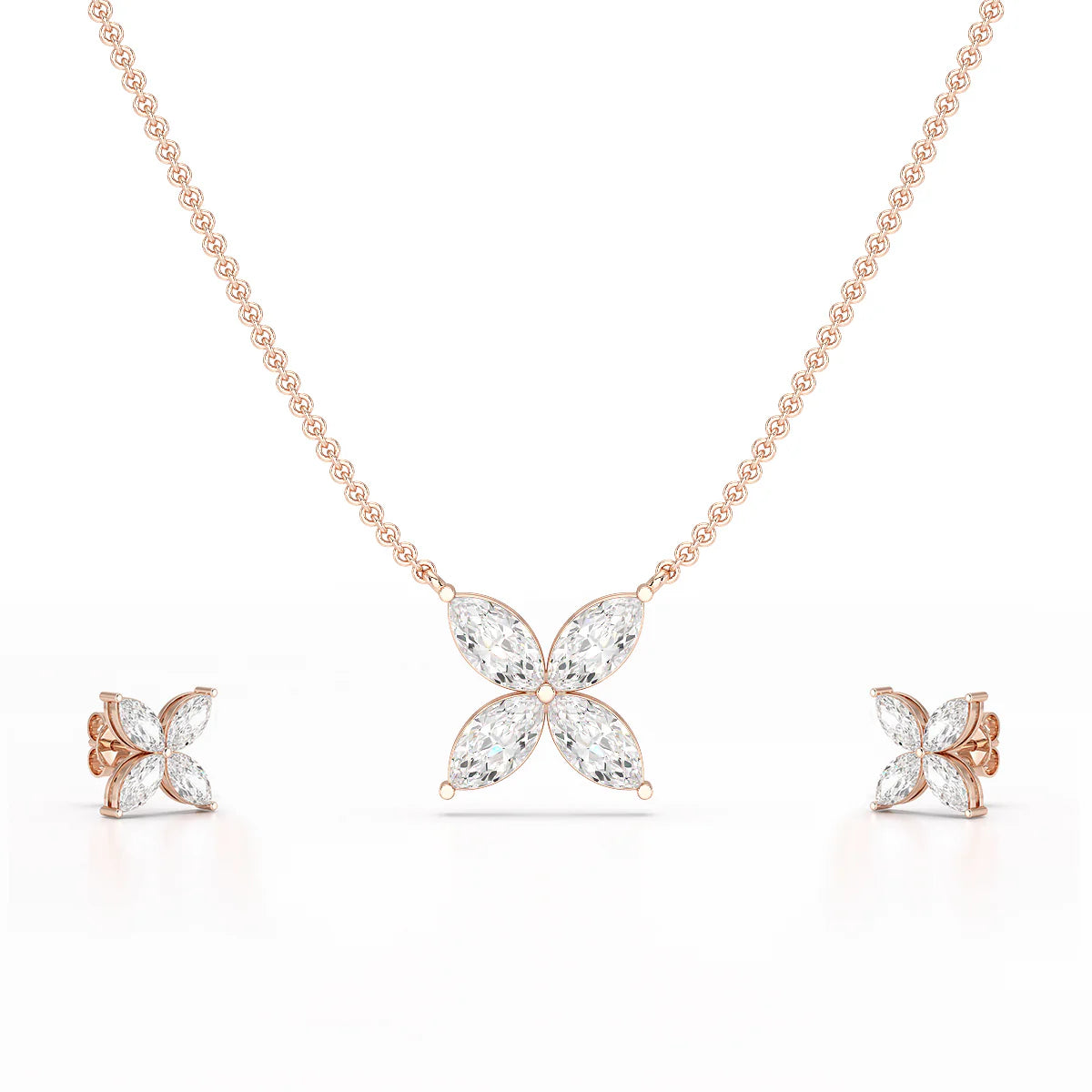 3.2 CT Marquise Cut Lab Diamond Earring and Pendant Set