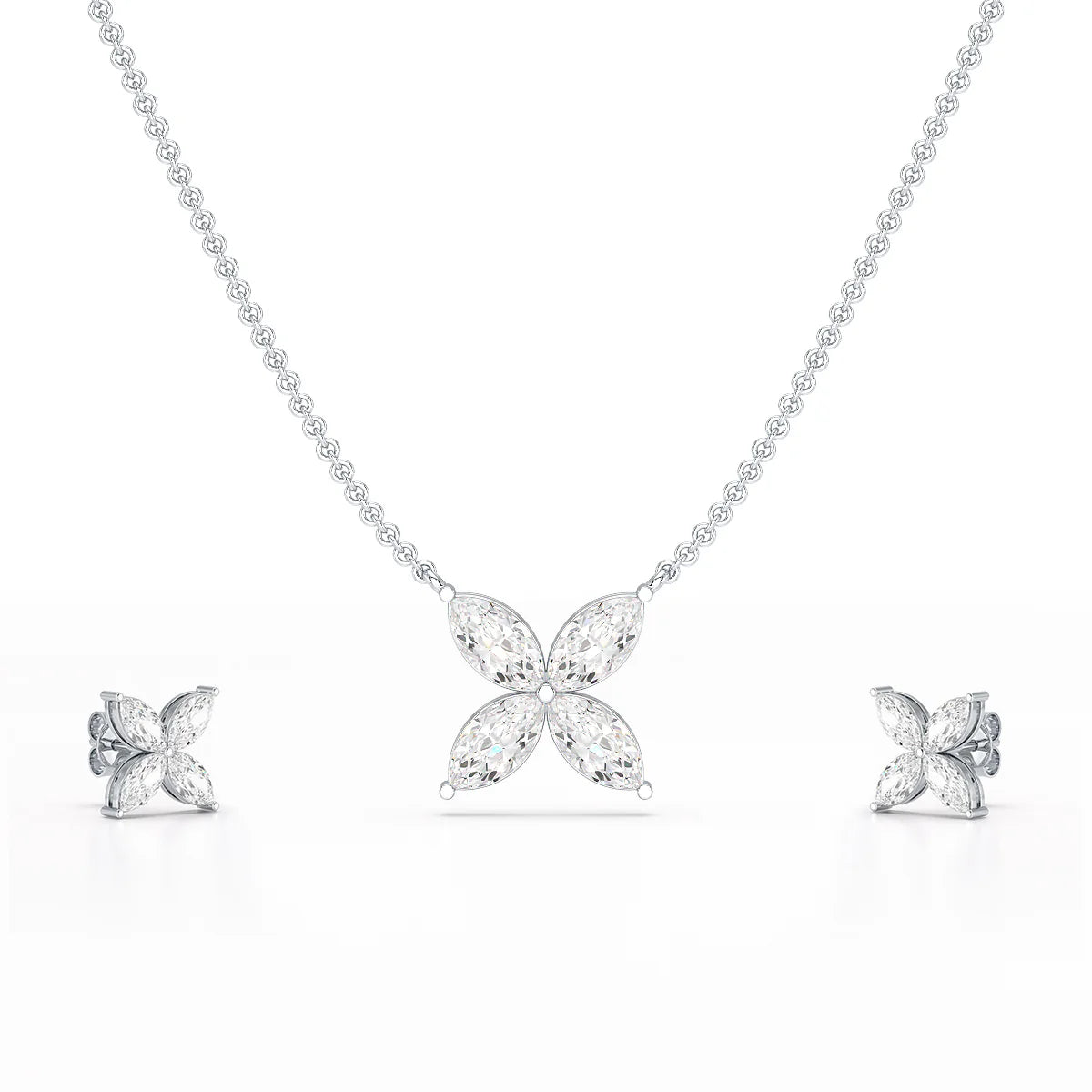 3.2 CT Marquise Cut Lab Diamond Earring and Pendant Set