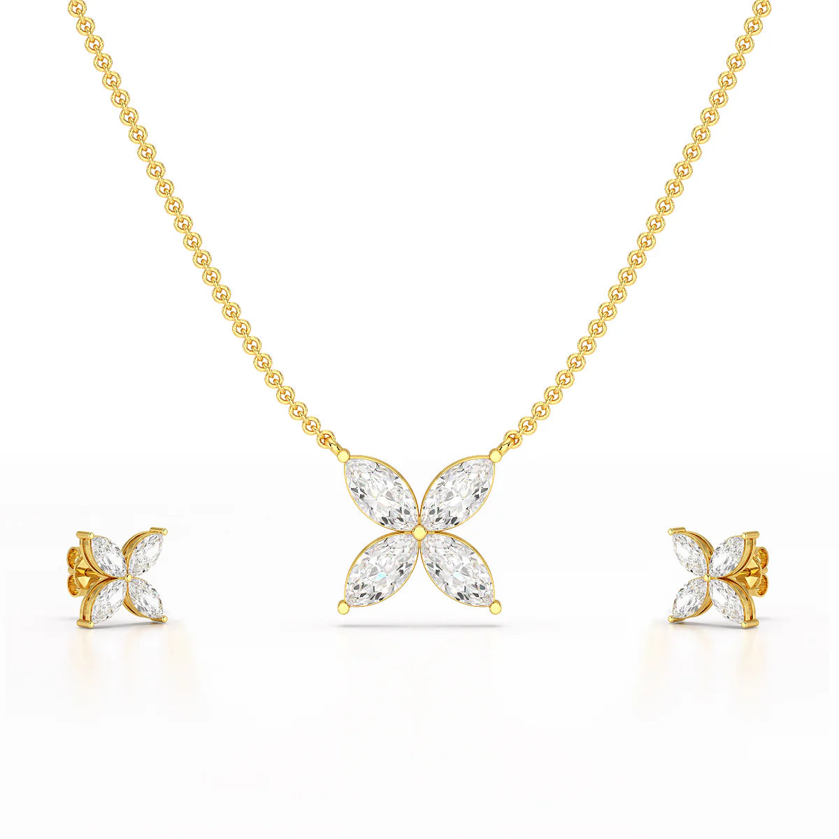 3.2 CT Marquise Cut Lab Diamond Earring and Pendant Set