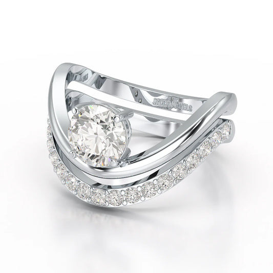 Curved Round Cut 1.3 CT Lab Diamond Ring