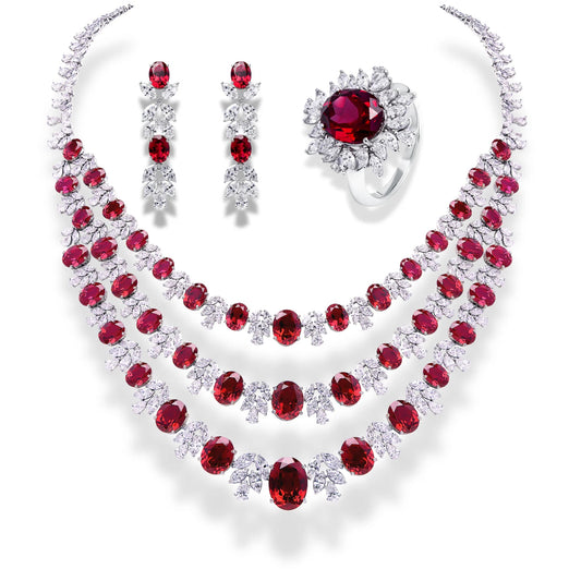 Exquisite 18 KT Gold Jewelry Collection Featuring Ruby Gemstones