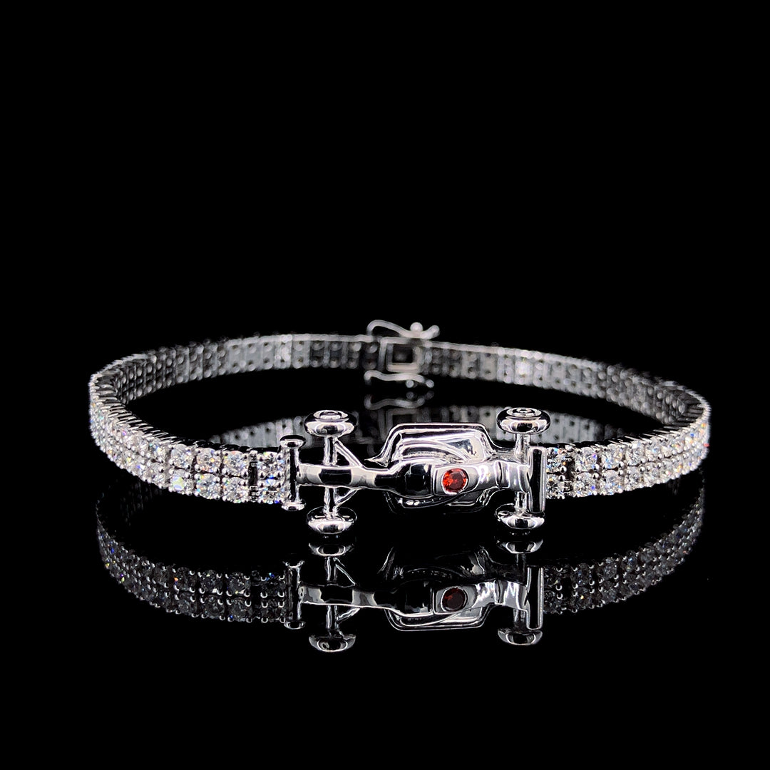 18 CT White Gold Lab Diamond Bracelet  (F1 Formula Tennis Bracelet)