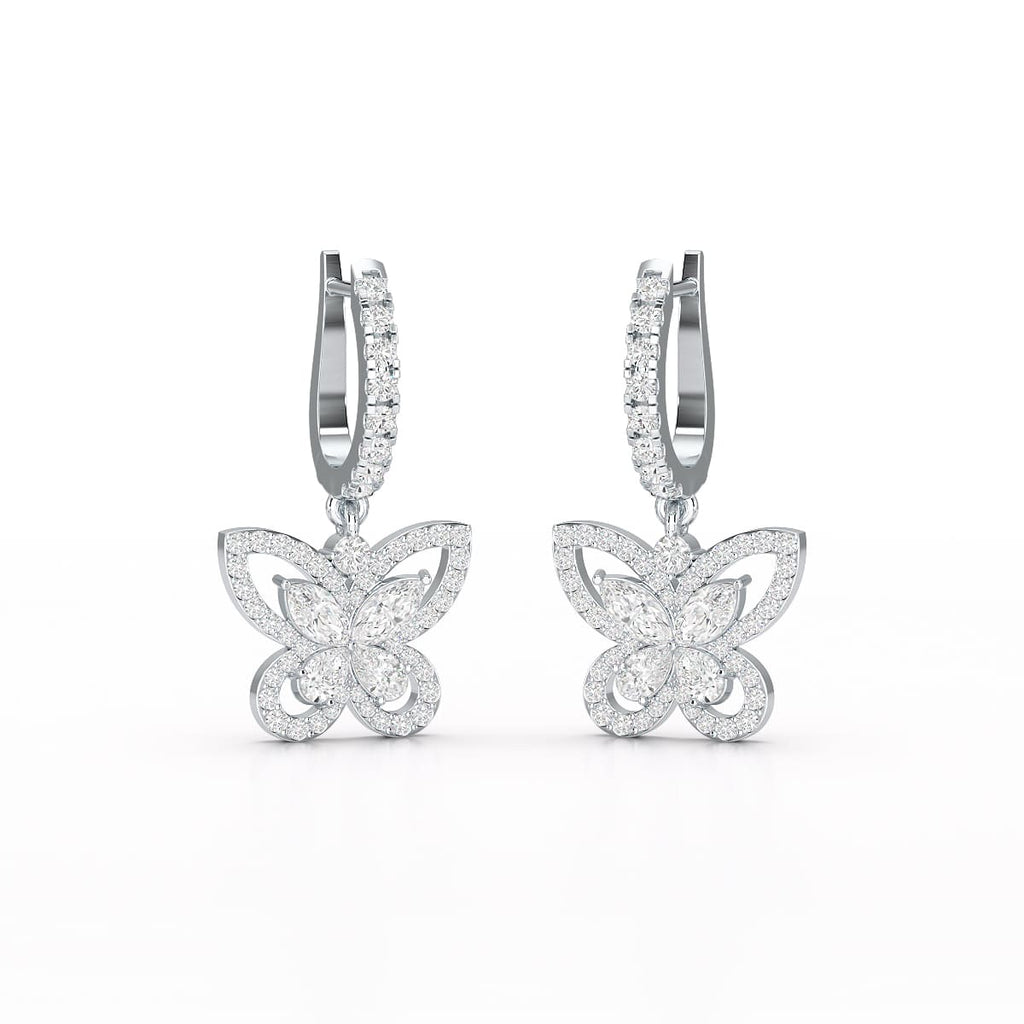 0.98 CT Lab Diamond Dangle Hoop Earrings
