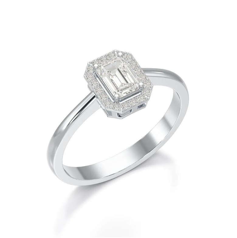 0.6 CT Simple Emerald Cut Lab Diamond Ring