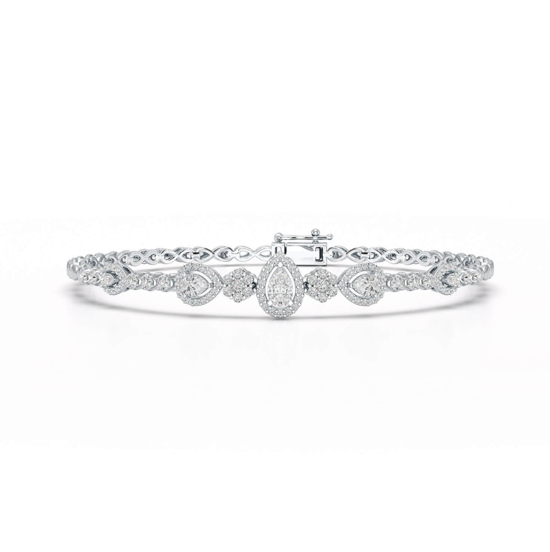 1,53 Karat Armband mit im Birnenschliff gezüchteten Diamanten