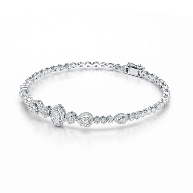 1,53 Karat Armband mit im Birnenschliff gezüchteten Diamanten