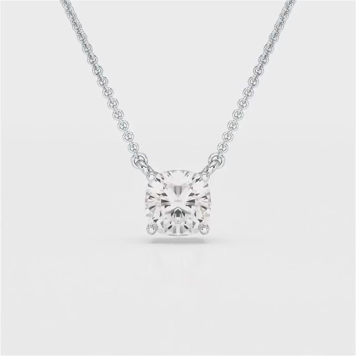 1 CT Cushion Solitaire Lab Grown Diamond Pendant