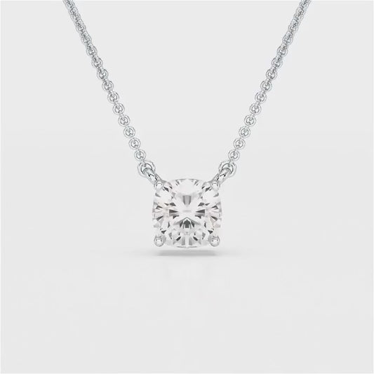 1 CT Cushion Solitaire Lab Grown Diamond Pendant