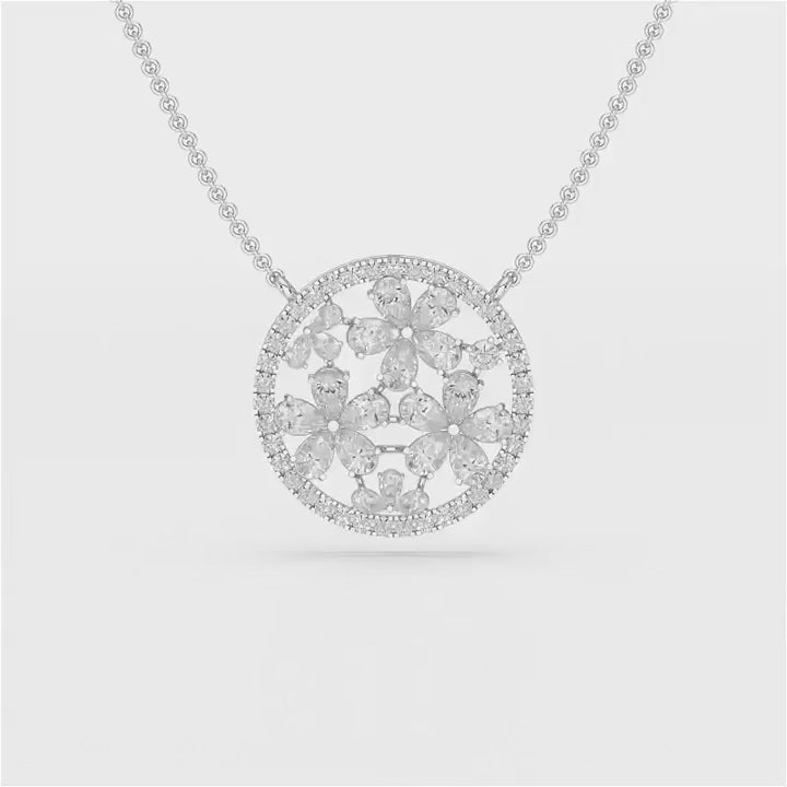 2.57 CT Pear Cut Flower Lab Diamond Pendant