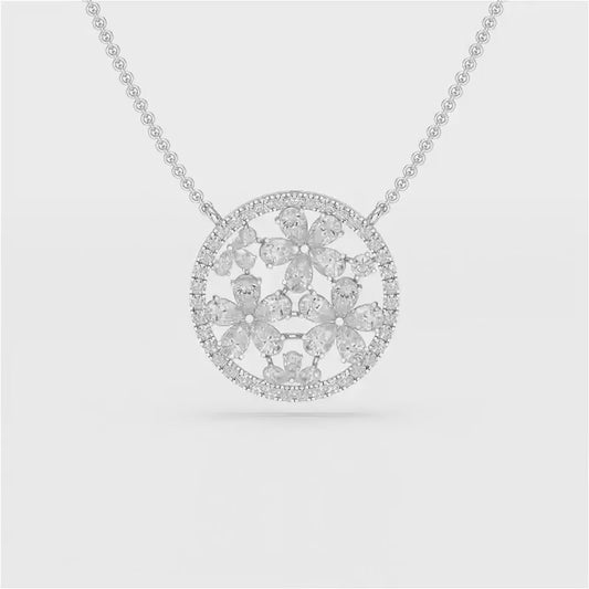 2.57 CT Pear Cut Flower Lab Diamond Pendant