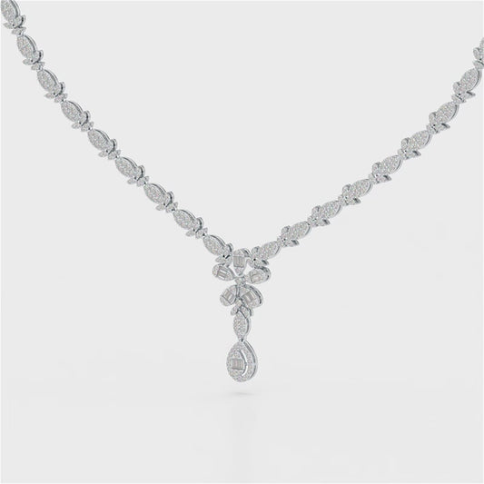 2.65 CT Baguette Cut Lab Grown Diamond Necklace