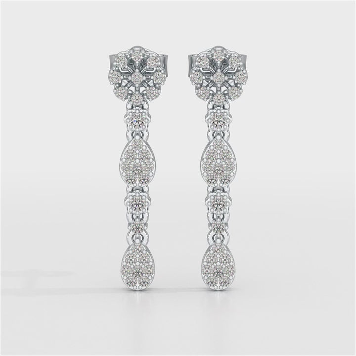 0.65 CT Lab Diamond Flower Dangle Drop Earring