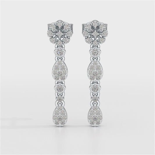 0.65 CT Lab Diamond Flower Dangle Drop Earring