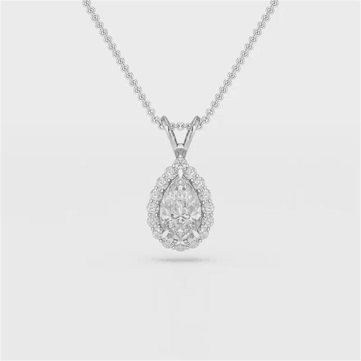 2 CT Halo Lab diamond Pear Cut Pendant